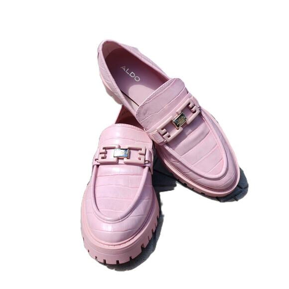 Aldo Tobey Croc Print Faux Leather Loafers 8 - Picture 11 of 11